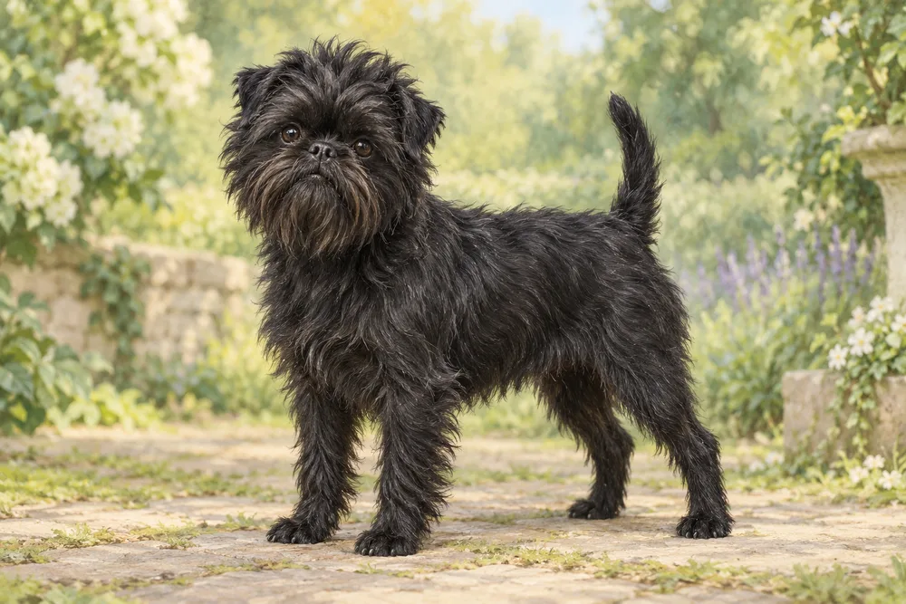 Affenpinscher — przykładowy wygląd zwierzęcia, ilustracja wygenerowana przez AI