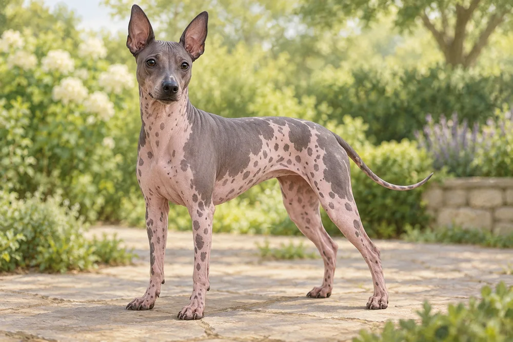 American hairless terrier — przykładowy wygląd zwierzęcia, ilustracja wygenerowana przez AI
