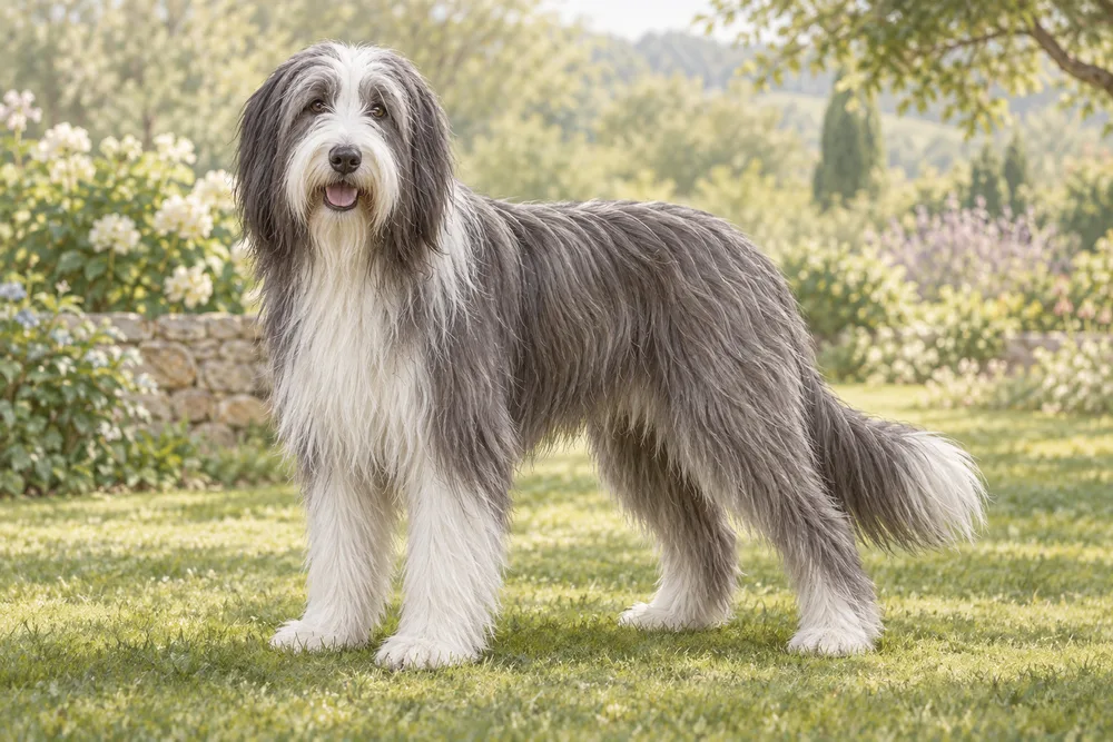 Bearded collie — przykładowy wygląd zwierzęcia, ilustracja wygenerowana przez AI
