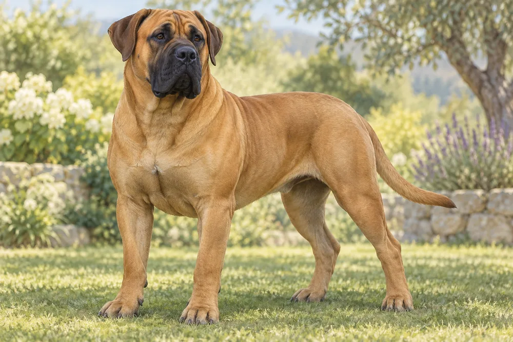 Boerboel — przykładowy wygląd zwierzęcia, ilustracja wygenerowana przez AI