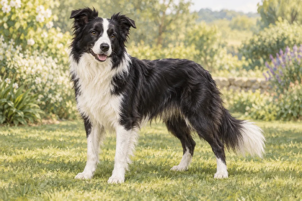 Border collie — przykładowy wygląd zwierzęcia, ilustracja wygenerowana przez AI