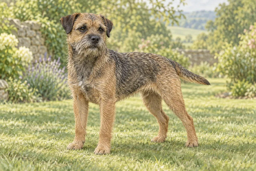 Border terrier — przykładowy wygląd zwierzęcia, ilustracja wygenerowana przez AI
