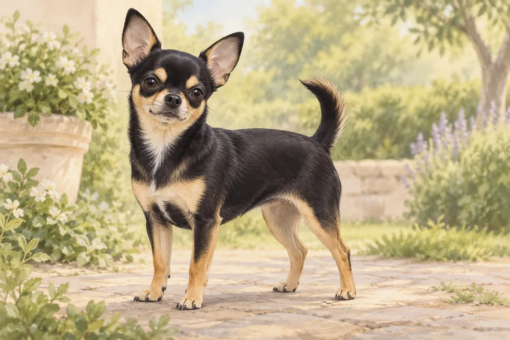 Chihuahua — przykładowy wygląd zwierzęcia, ilustracja wygenerowana przez AI