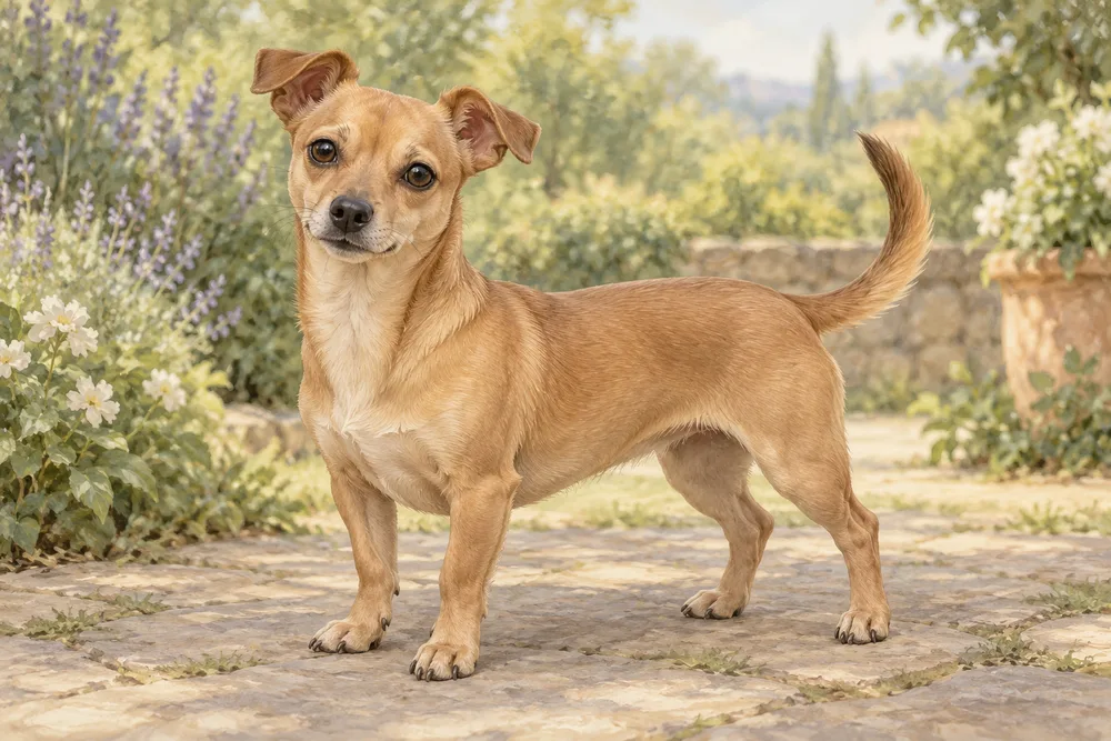Chiweenie — przykładowy wygląd zwierzęcia, ilustracja wygenerowana przez AI