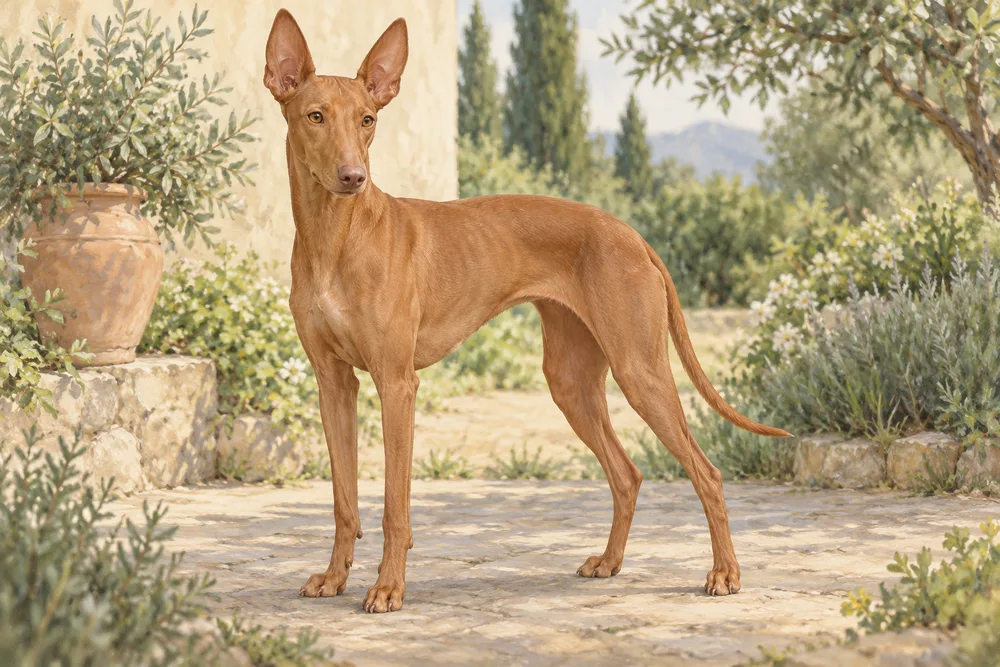 Cirneco dell'Etna — przykładowy wygląd zwierzęcia, ilustracja wygenerowana przez AI
