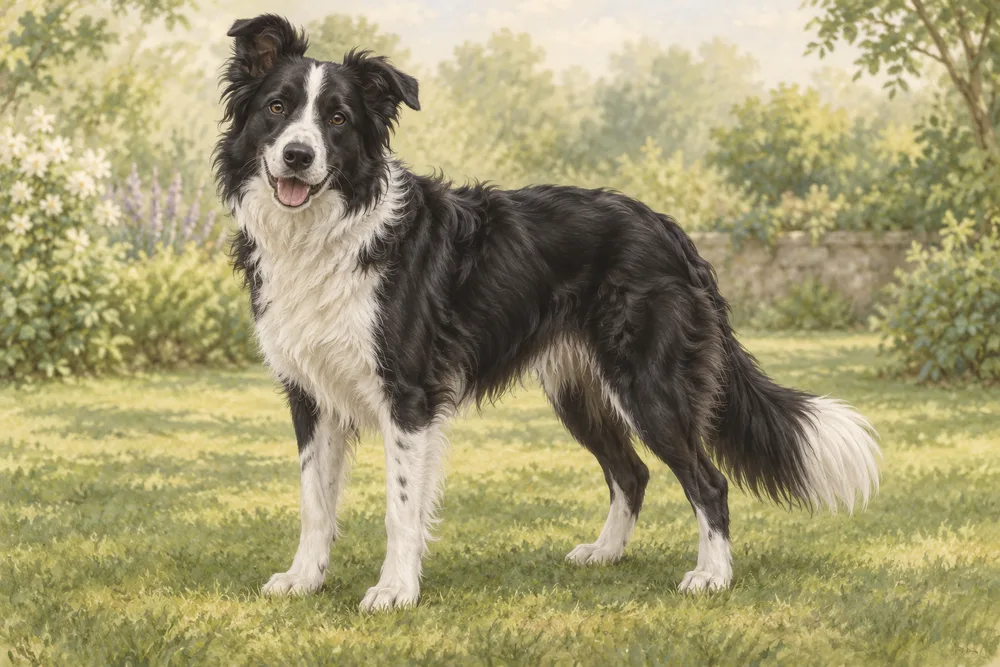 Mieszaniec border collie — przykładowy wygląd zwierzęcia, ilustracja wygenerowana przez AI