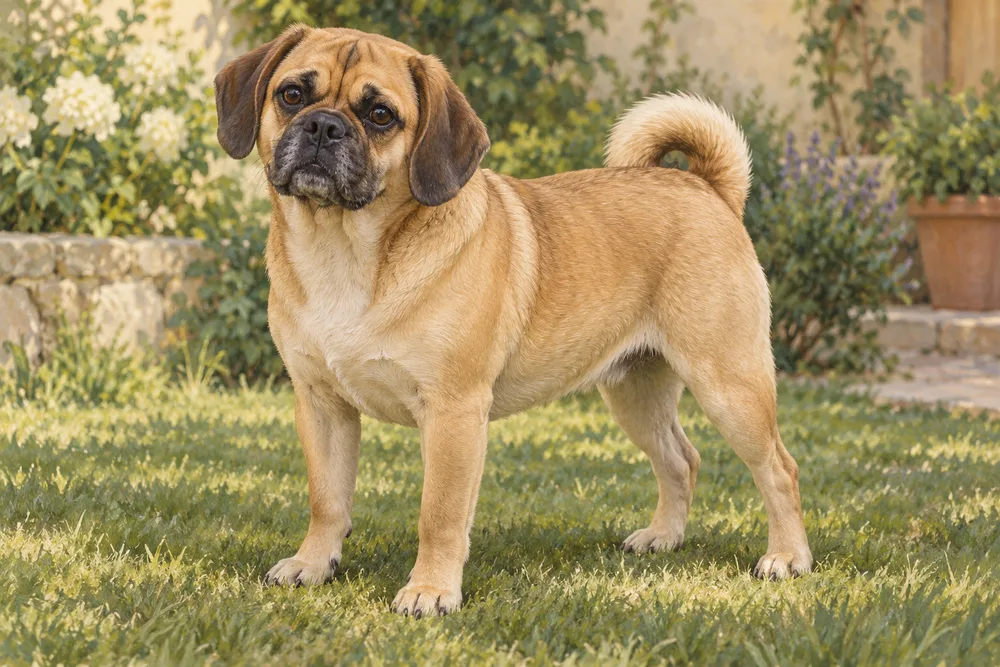 Puggle — przykładowy wygląd zwierzęcia, ilustracja wygenerowana przez AI