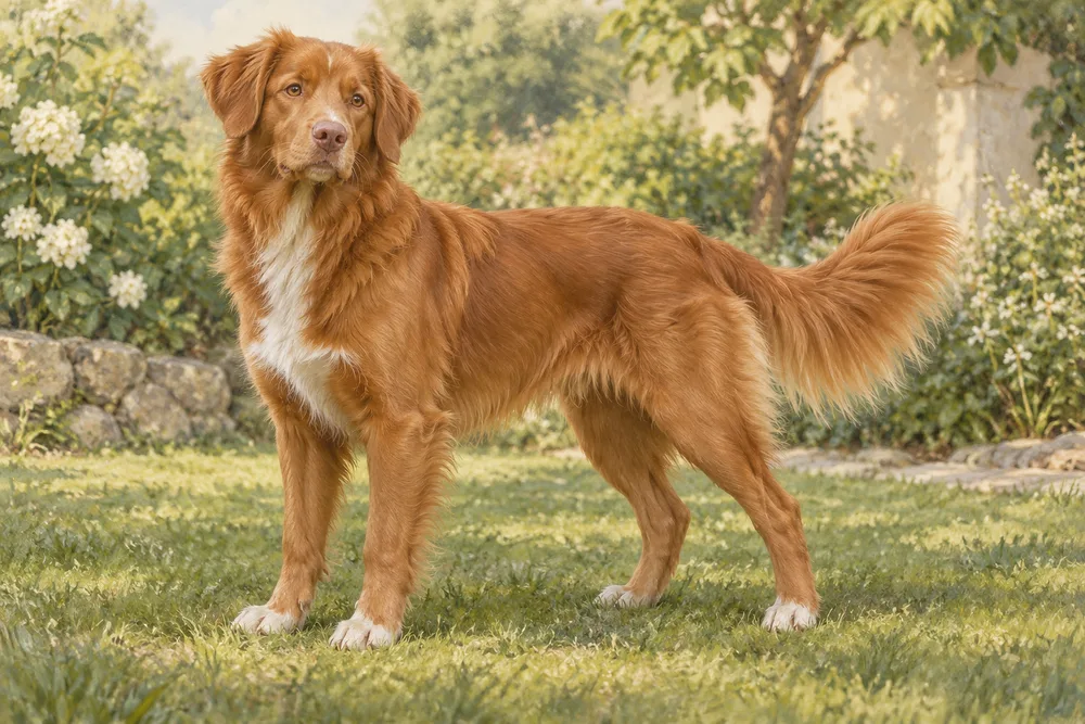 Retriever z Nowej Szkocji — przykładowy wygląd zwierzęcia, ilustracja wygenerowana przez AI