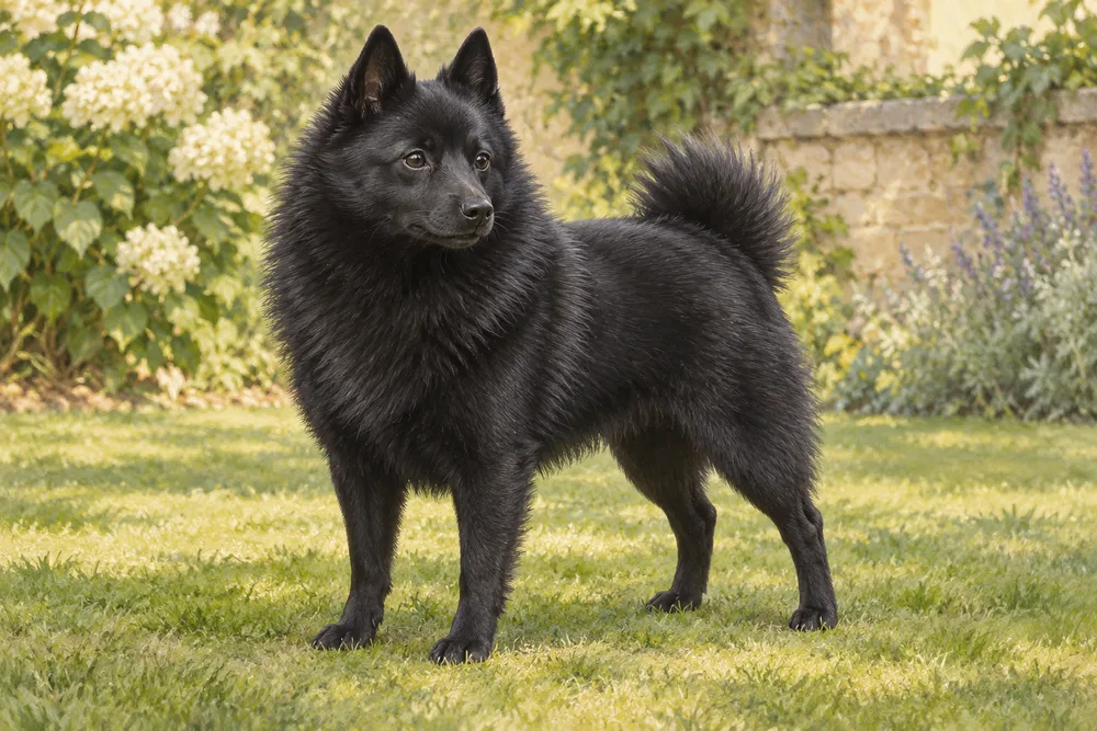 Schipperke — przykładowy wygląd zwierzęcia, ilustracja wygenerowana przez AI
