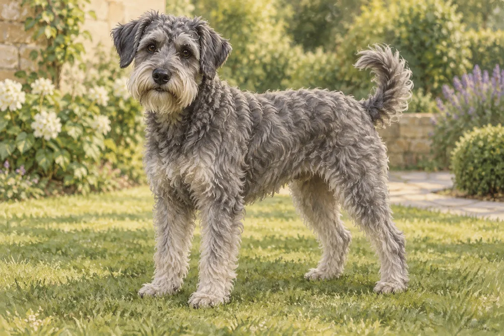 Schnoodle — przykładowy wygląd zwierzęcia, ilustracja wygenerowana przez AI