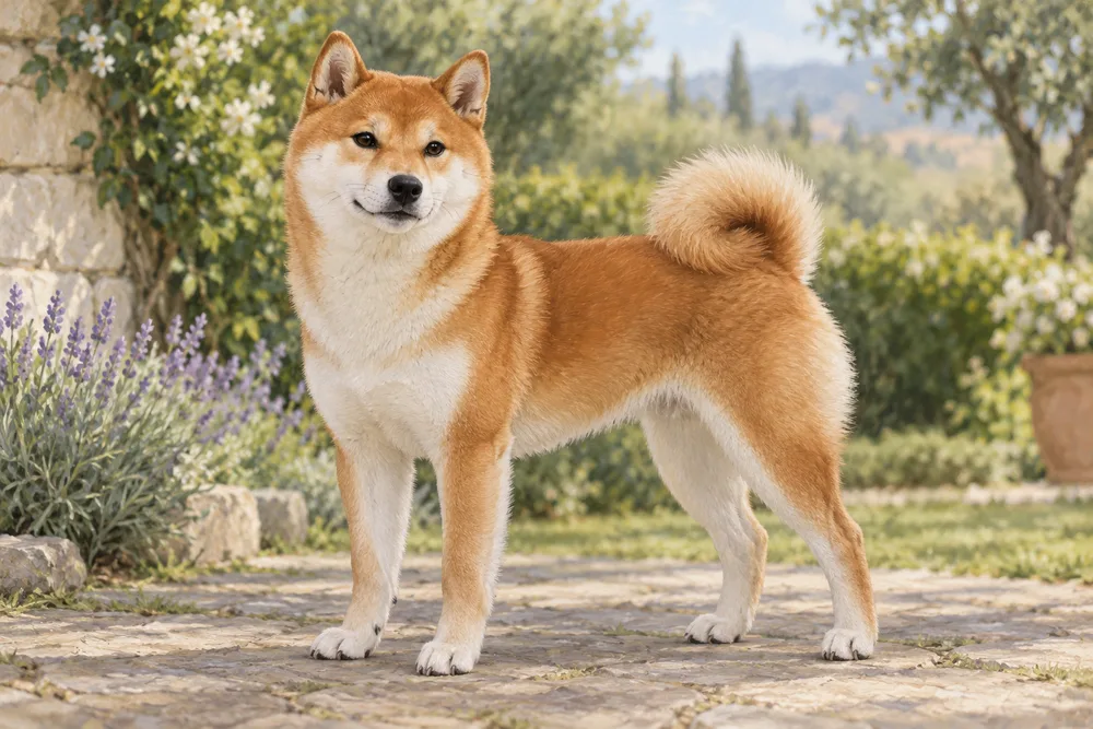 Shiba inu — przykładowy wygląd zwierzęcia, ilustracja wygenerowana przez AI