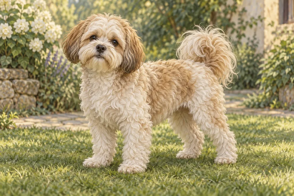 Shih-poo — przykładowy wygląd zwierzęcia, ilustracja wygenerowana przez AI