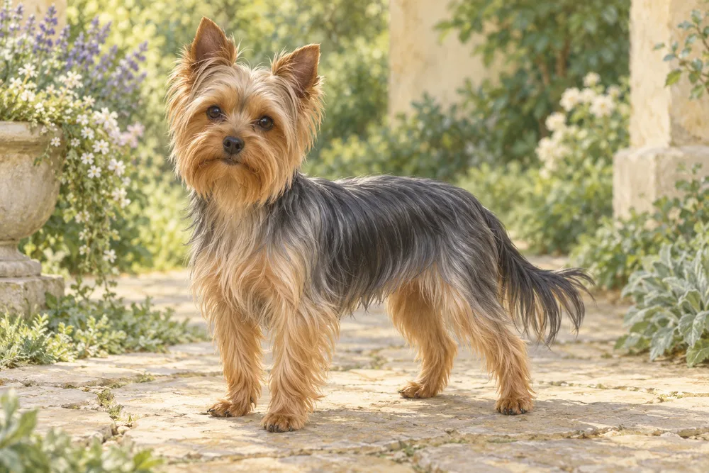 Yorkshire terrier — przykładowy wygląd zwierzęcia, ilustracja wygenerowana przez AI